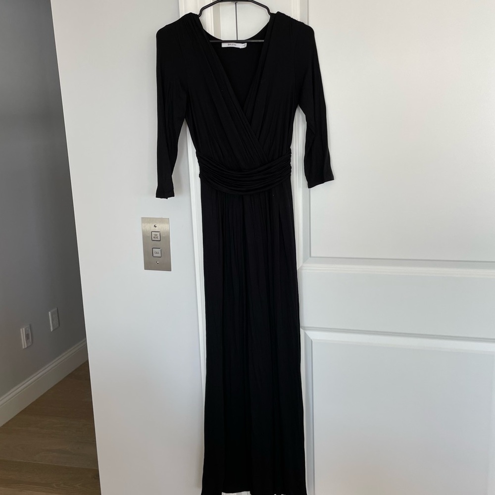 Anthropologie / Bailey 44 black jersey faux wrap maxi dress